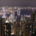 Die Skyline von Hongkong vom Peak aus gesehen.
