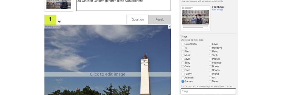 Playbuzz: Screenshot der Bearbeitungsoberfläche