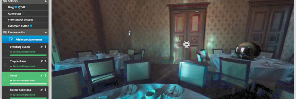 Mit dem Marzipano-Tool lassen sich 360°-Rundgänge kostenlos erstellen. Die Oberfläche ist sehr leicht zu verstehen.